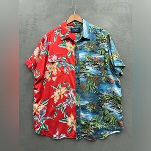 $750 Lost Daze Men's Large Split Hawaiian Oversized Short Sleeve Shirt